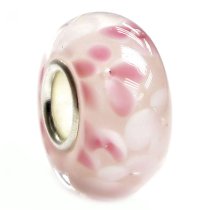 Sterling Silver Round Flower Murano Pink Glass Bead for European Charm Bracelets