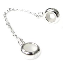 .925 Sterling Silver Round Rubber Stopper Safety Chain Bead for European Charm Bracelets