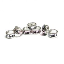 7 Sterling Silver Love Peace Happiness Health Wealth Friends Long Life Ring Beads for European Charm Bracelets