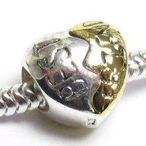 14K Gold 925 Sterling Silver HEART BEST FRIEND For Pandora, Charmilia, Troll, and other European Charm Bracelets