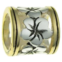 14K Gold 925 Sterling Silver Frangipanni Flower for European Charm Bracelets
