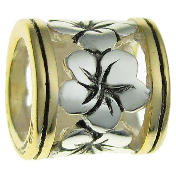 14K Gold 925 Sterling Silver Frangipanni Flower for European Charm Bracelets