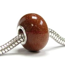 Sterling Silver Gold Sandttone Bead for European Charm Bracelets