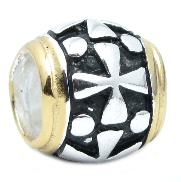 14K Gold 925 Sterling Silver Cross Barrel Bead for European Charm Bracelets