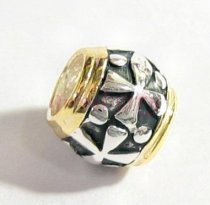 14K Gold 925 Sterling Silver Cross Barrel Bead for European Charm Bracelets