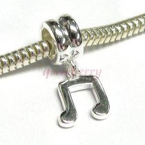 Sterling Silver Music Note Dangle Bead for European Charm Bracelets