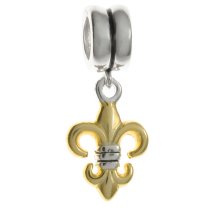 14K Gold 925 Sterling Silver FLEUR-DE-LIS Dangle Charm for European Charm Bracelets