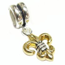 14K Gold 925 Sterling Silver FLEUR-DE-LIS Dangle Charm for European Charm Bracelets