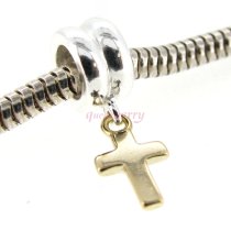 14K Gold 925 Sterling Silver little CROSS dangle for European Charm Bracelets