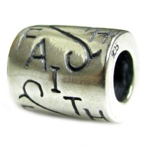 Sterling Silver Faith Flower Tube Bead for European Charm Bracelets