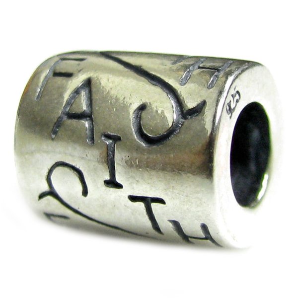 Sterling Silver Faith Flower Tube Bead for European Charm Bracelets