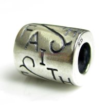 Sterling Silver Faith Flower Tube Bead for European Charm Bracelets