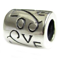 Sterling Silver Love Flower Tube Bead for European Charm Bracelets