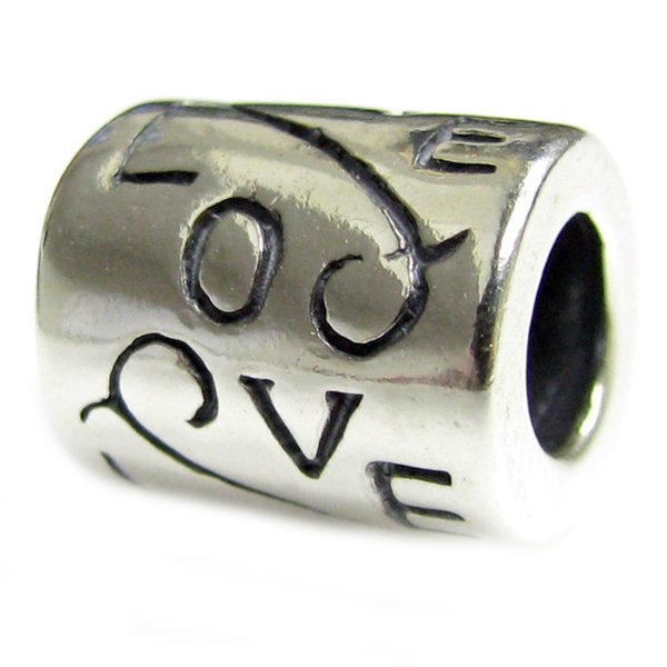 Sterling Silver Love Flower Tube Bead for European Charm Bracelets