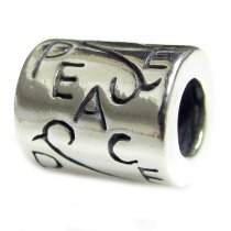 Sterling Silver Peace Flower Tube Bead for European Charm Bracelets