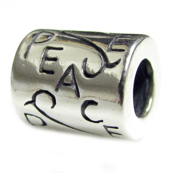 Sterling Silver Peace Flower Tube Bead for European Charm Bracelets