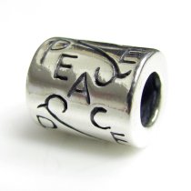 Sterling Silver Peace Flower Tube Bead for European Charm Bracelets