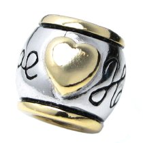 14K Gold Sterling Silver Hope Love Heart Bead for European Charm Bracelets