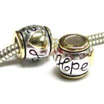 14K Gold Sterling Silver Hope Love Heart Bead for European Charm Bracelets
