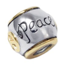 14K Gold Sterling Silver Peace Bead for European Charm Bracelets