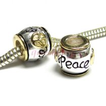 14K Gold Sterling Silver Peace Bead for European Charm Bracelets