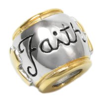 14K Gold Sterling Silver Faith Cross Bead for European Charm Bracelets