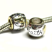 14K Gold Sterling Silver Faith Cross Bead for European Charm Bracelets