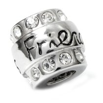 Sterling Silver Friend CZ Bead for European Charm Bracelets