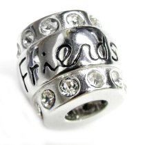 Sterling Silver Friend CZ Bead for European Charm Bracelets