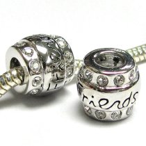 Sterling Silver Friend CZ Bead for European Charm Bracelets