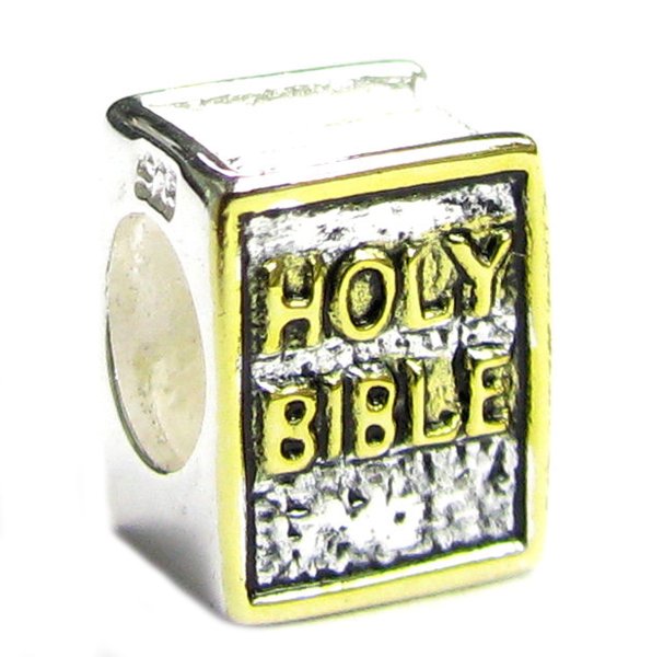 14k gold 925 Sterling Silver HOLY BIBLE Cross Inspirational Bead for Pandora European Bead charm Bracelets