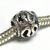 Sterling Silver Heart Flower Bead for European Charm Bracelets
