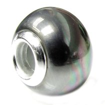Sterling Silver PEACOCK Round PEARL Bead for European Charm Bracelets