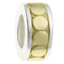 14K Gold on 925 Sterling Silver CIRCLE DOT ROUND Spacer Bead 8mm for European Charm Bracelets