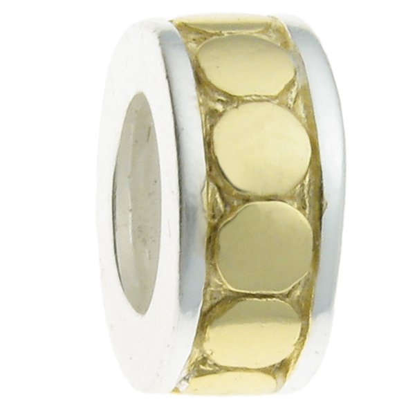 14K Gold on 925 Sterling Silver CIRCLE DOT ROUND Spacer Bead 8mm for European Charm Bracelets