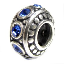Sterling Silver Sapphire CZ Bead for European Charm Bracelet 11mm Birthstone September