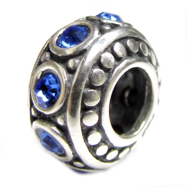 Sterling Silver Sapphire CZ Bead for European Charm Bracelet 11mm Birthstone September