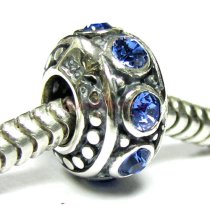 Sterling Silver Sapphire CZ Bead for European Charm Bracelet 11mm Birthstone September