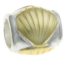 14k Gold on 925 Sterling Silver SEA SHELL Bead 9.2mm for European Charm Bracelets