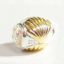 14k Gold on 925 Sterling Silver SEA SHELL Bead 9.2mm for European Charm Bracelets