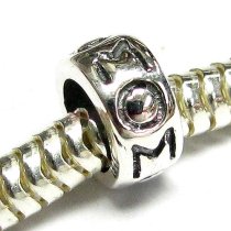 Sterling Silver MOM Mother Round Spacer Bead for European Charm Bracelets
