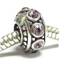Sterling Silver Round Light Amethyst CZ Bead for European Charm Bracelet 11mm Birthstone June