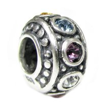 Sterling Silver Mixed CZ Crystals Bead for European Charm Bracelets 11mm