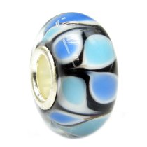 Sterling Silver Round Wheel Murano Lt BLUE Glass for European Charm Bracelets