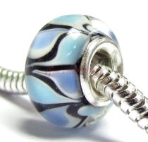 Sterling Silver Round Wheel Murano Lt BLUE Glass for European Charm Bracelets