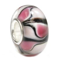 Sterling Silver Round Wheel Murano PINK Glass Bead for European Charm Bracelets 12.6mm