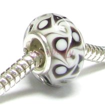 Sterling Silver Murano BLACK Glass Bead for European Charm Bracelets