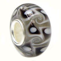 Sterling Silver Murano BLACK Glass Bead for European Charm Bracelets