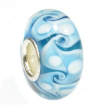 Sterling Silver Murano Turquoise Glass Bead for European Charm Bracelets