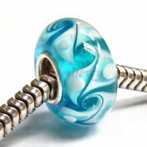 Sterling Silver Murano Turquoise Glass Bead for European Charm Bracelets